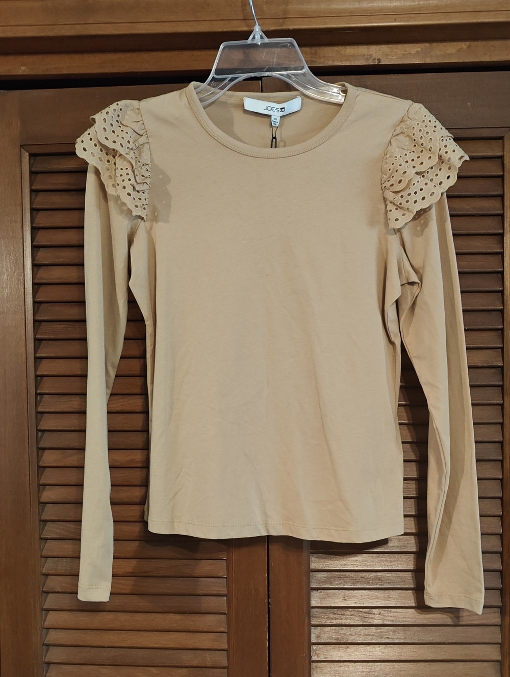 NWT Joe's Jeans Camel Eyelet-Trim Long Sleeve Tee